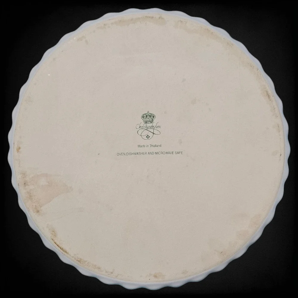 Vintage White Pink Rose Floral Beveled Porcelain 9.5in Quiche Tart 1980s Pie Pan